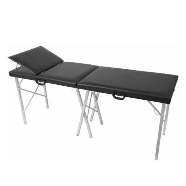 Imagem de Maca Portátil Com Reclinagem Gold Preta 170 Kg