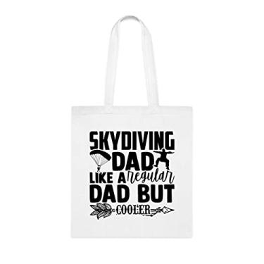 Imagem de Sacola engraçada de paraquedista Pai, de paraquedismo, presente para pai de paraquedismo, bolsa de ombro de paraquedista papai, bolsas reutilizáveis de paraquedismo, presente para papai de filha, filho e filhos s, Branco