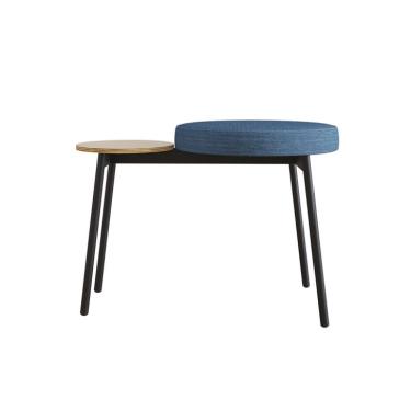 Imagem de Banco | Banqueta com Apoio Lateral Bock Linho Azul e Preto