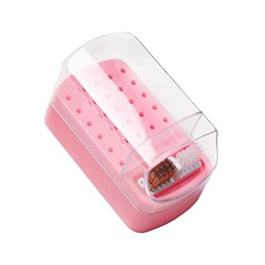Imagem de Manicure suporte para brocas de unhas organizador de brocas com tampa transparente caixa de armazenamento de brocas de polimento