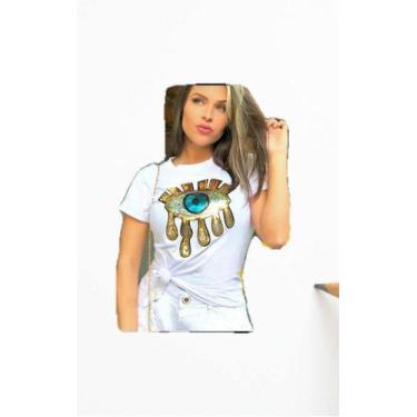 Imagem de T-Shirt Blusinha Camiseta Luxo Olho Grego Paete Moda Oferta - Lamore