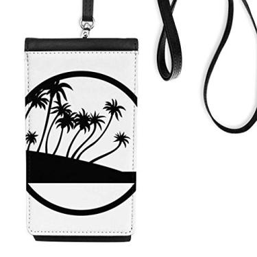 Imagem de Bolsa preta para celular com planta de coqueiro, bolso preto