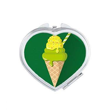 Imagem de Casquinha de sorvete Green Matcha, picolé, espelho de coração, ampliação, portátil, bolso para maquiagem