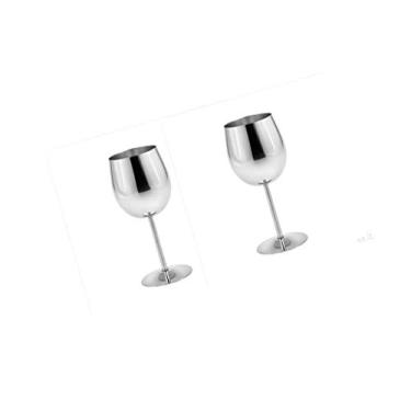 Imagem de Inzopo Conjunto de 2 copos de aço inoxidável, vinho, champanhe, copos prateados