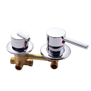 Imagem de Interruptores de chuveiro de 3/4/5 vias, controle de torneiras de sala de latão, acessórios para cabine de mistura, válvula de mistura, painel de entrada de torneira de desviador de água quente e fria, peça de reparo de conversão, cartucho de cerâmica, suporte duplo