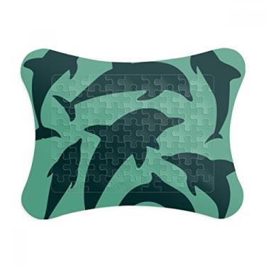 Imagem de Moldura de quebra-cabeça de biologia de tubarão do oceano azul, enfeite de quebra-cabeça