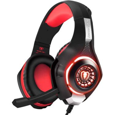 Imagem de Fone de ouvido para jogos BlueFire PS4/Xbox/PC, Over-Ear, Microfone, LED (Vermelho)