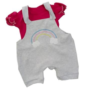 Imagem de Conjunto Jardineira Curta com Body Manga Bufante Para Menina Arco Íris 02 Peças (G)