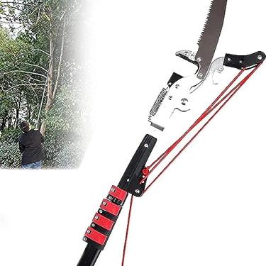 Imagem de Serra de poste manual, podador de poste de árvore extensível, serra de poste telescópico extensível, serra de poda de galho de árvore de longo alcance (tamanho: 24 pés)