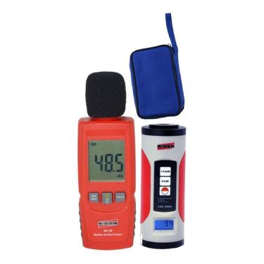 Imagem de Kit Decibelímetro Digital 30 A 130dB Sonômetro Dec-350 Calibrador Acústico Ruído Cal-5000 Estojo Transporte Es-10