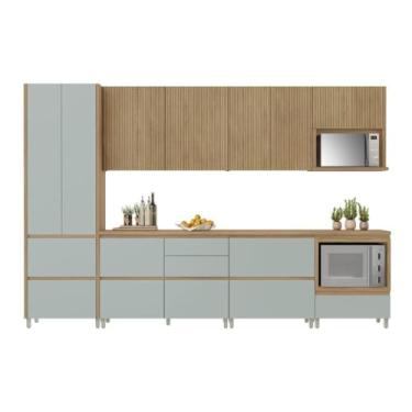 Imagem de Cozinha Completa 100% Mdf 7 Peças Nesher Rainha Marrom Verde