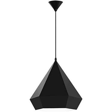 Imagem de Luminária pendente moderna de LED, criativa e minimalista, luminária suspensa geométrica em forma de diamante, abajur de metal preto, sala de estar, quarto, cozinha, restaurante, corredor, decoração,