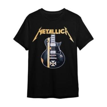 Imagem de Camiseta Metallica Guitarra Preta Banda De Rock Infantil Adulto Plus G1 G2 G3 Masculina E Feminina (-Unissex