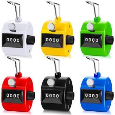 Imagem de ALDMIO Pacote com 6 contadores manuais, contador mecânico de 4 dígitos com anel de dedo de metal, contador de contador manual para contagem de números, treinamento de tricô, golfe, pesca de volta,
