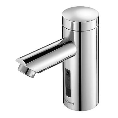 Imagem de Sloan Torneira Optima EAF-250 ativada por sensor sem toque, grau comercial com ferragens de montagem - 0,5 GPM alimentado por bateria de corpo médio montado no convés, acabamento cromado polido,