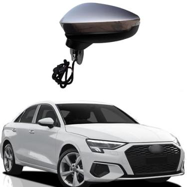 Imagem de Substituição do espelho lateral do motorista adequado para Audi A3 A3L 2019, 2020, 2021, 2022, conjunto de espelho lateral para acessórios Audi, montagem de espelho retrovisor lateral (6 fios)