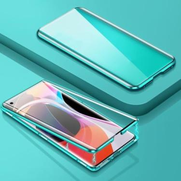 Imagem de Capa de telefone magnética de metal com proteção total 360 ° para Samsung S24 Ultra Plus S23FE A55 A35 A15 Capa de vidro dupla face, verde, para Galaxy S24