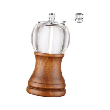 Imagem de Ioensy Moinho de pimenta de sais máquina de moer casa para casa, cozinha, churrasco manual recarregável multiuso ajustável grosseria, marrom