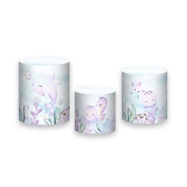 Imagem de Trio de Capas de Cilindro - Fundo do Mar Lilás com Bege 021 - Via Core