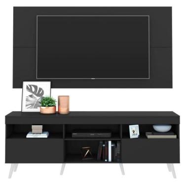 Imagem de Rack com Painel TV 65" Retrô Flórida Multimóveis V3133, Preto/Branco