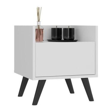 Imagem de Gabinete Armário Banheiro 40cm Retrô Multimóveis V5037, Branco/Preto