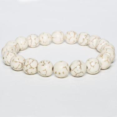 Imagem de Pulseira Pedra Natural Howlita Branca - Vorax Acessórios, M - 18cm a 1