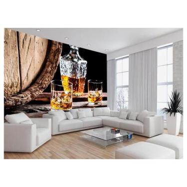 Imagem de Papel De Parede 3D Bebidas Whisky Com Gelo Copo 3,5M Al253 - Você Deco