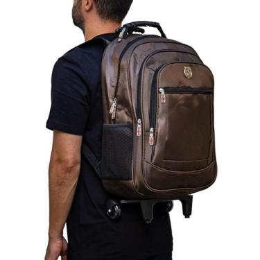 Imagem de Mochila Carrinho Executiva Impermeável Alça Cabo de Aço USB Notebook M