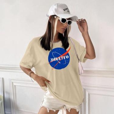 Imagem de Camisa Camiseta Feminina Estampada Nasa Direito 100% Algodão Fio 30.1 