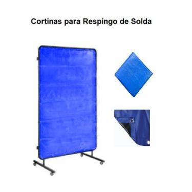 Imagem de Lona Cortina para Respingo De Solda Não Propaga Chama 6x2 M AZUL/PRETO