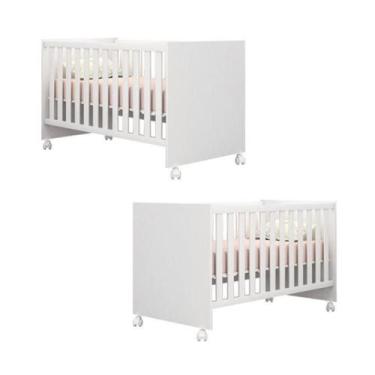 Imagem de Berços Gemeos Americano com Rodízios Doce Sonho Branco Qmovi