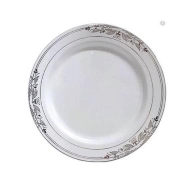Imagem de Prato Refeição Vintage Prata - 6 unidades - Silver Festas