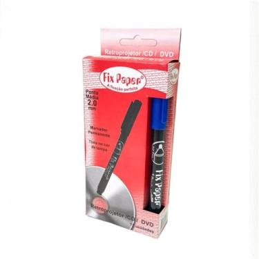 Imagem de Caneta Para Cd Dvd e Retroprojetor Azul Caixa Com 12 Unidades - Fixpap