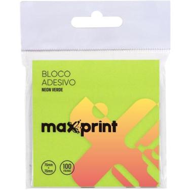 Imagem de Bloco de Recado Autoadesivo 76X76MM Verde Neon 100 Folhas - Maxprint