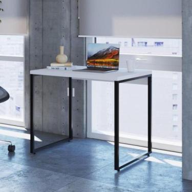 Imagem de Escrivaninha Industrial Kuadra 90 cm - Branco/Preto - Compace, Branco