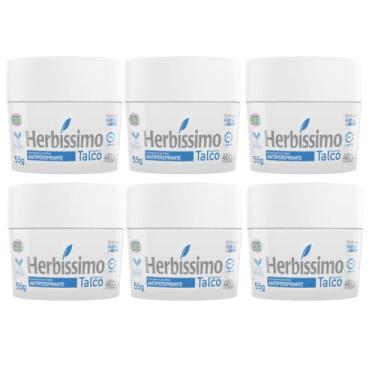 Imagem de Kit 6 Desodorante Creme Talco Herbíssimo 55G - Dana - Dana Cosméticos