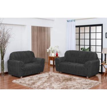 Imagem de Capa De Sofá Liso 3 E 2 Lugares Malha Gel Cinza - FLorenza Enxovais