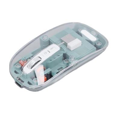 Imagem de Mouse Portátil Silencioso e Fino de LED 2,4 GHz Bluetooth Mouse 800 1200 1600 DPI, Mouse óptico Transparente Recarregável para Computador PC Laptop Tablet (Verde)