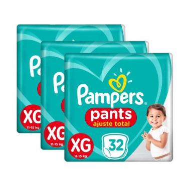 Imagem de Kit 3 Fraldas Pampers Pants Ajuste Total Mega Tamanho XG 32 Unidades