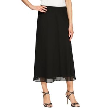 Imagem de Alex Evenings Saia formal feminina de comprimento médio (regular e pequena), Cintura elástica preta, M