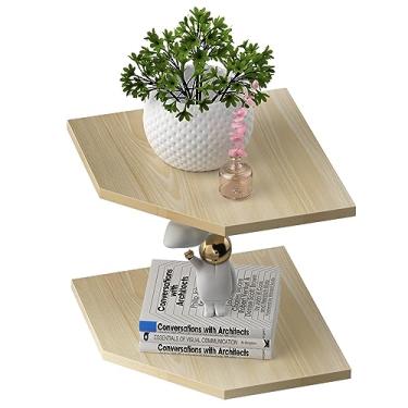 Imagem de JJL Prateleiras de canto, conjunto de 2 prateleiras de parede flutuantes para armazenamento organizador de parede, fácil de montar, prateleira flutuante para decoração de quarto de meninos, decoração