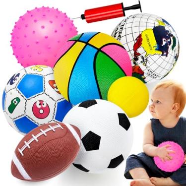 Imagem de Ladwon Bolas De Brinquedos Para Crianças De 1 A 3 Anos, Brinquedos Para Crianças Ao Ar Livre, Conjunto De 7 Meninos, Meninas, Bolas Esportivas Internas E Externas, Bola De Futebol Para Bebês, Basquete