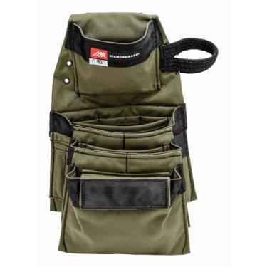 Imagem de Bolsa de ferramentas Diamondback Elias 2.0, verde Ranger, lado esquerdo | para carpinteiros, remodeladores, emoldurador | Suporte para broca, motorista, ferramentas manuais, linha de giz, perfurador,