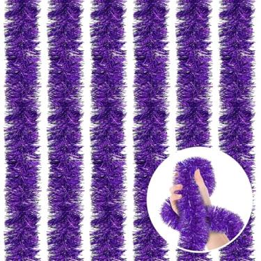 Imagem de LITLANDSTAR Guirlanda de Enfeites de Natal Roxa de 118 Pés, Guirlanda de Torção Metálica Brilhante, Guirlanda de Enfeites de Papel Alumínio para Pendurar para Árvore de Natal, Deco (Roxo, Roxo)