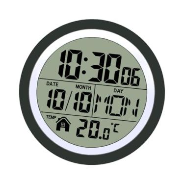 Imagem de Baoblaze Relógio de parede digital para chuveiro, relógio de parede interno moderno e pequeno para sala de estar e cozinha, Preto
