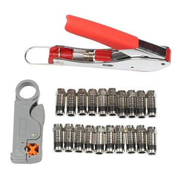 Imagem de Novo cabo coaxial de apertar alicates de desfiamento de arame multiferramenta prendedor de coaxial frio RG59 RG6 conjunto de ferramentas de crimpagem de TV F Heads., KIT1