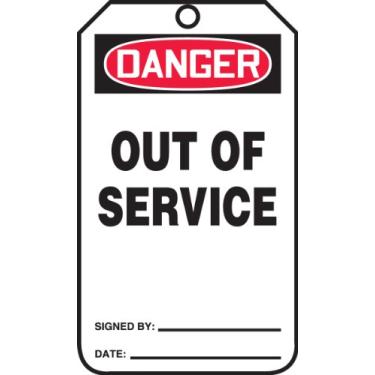 Imagem de Accuform Etiqueta de segurança laminada MDT246LTM HS, legend"Danger Out of Service", 14,6 cm de comprimento x 8,3 cm de largura x 0,1 cm de espessura, vermelho/preto sobre branco (pacote com 5)