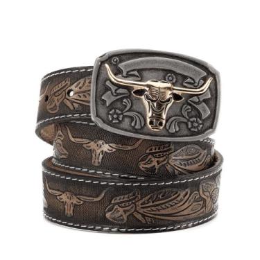 Imagem de Cinto Country Masculino Feminino Couro Legítimo FivelaTexas Boi - Pamp