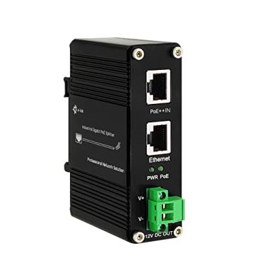 Imagem de E-link Divisor Poe 12V 802.3Bt Compatível Com Porta Gigabit, Adaptador Divisor Industrial 10/100/1000Mbps Ieee802.3Bt Power Over Ethernet Com Saída De 12V Para Câmera De Vigilância Cctv/Telefone Voip