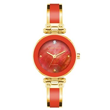 Imagem de Anne Klein Relógio feminino com mostrador de diamante genuíno, Vermelho/dourado